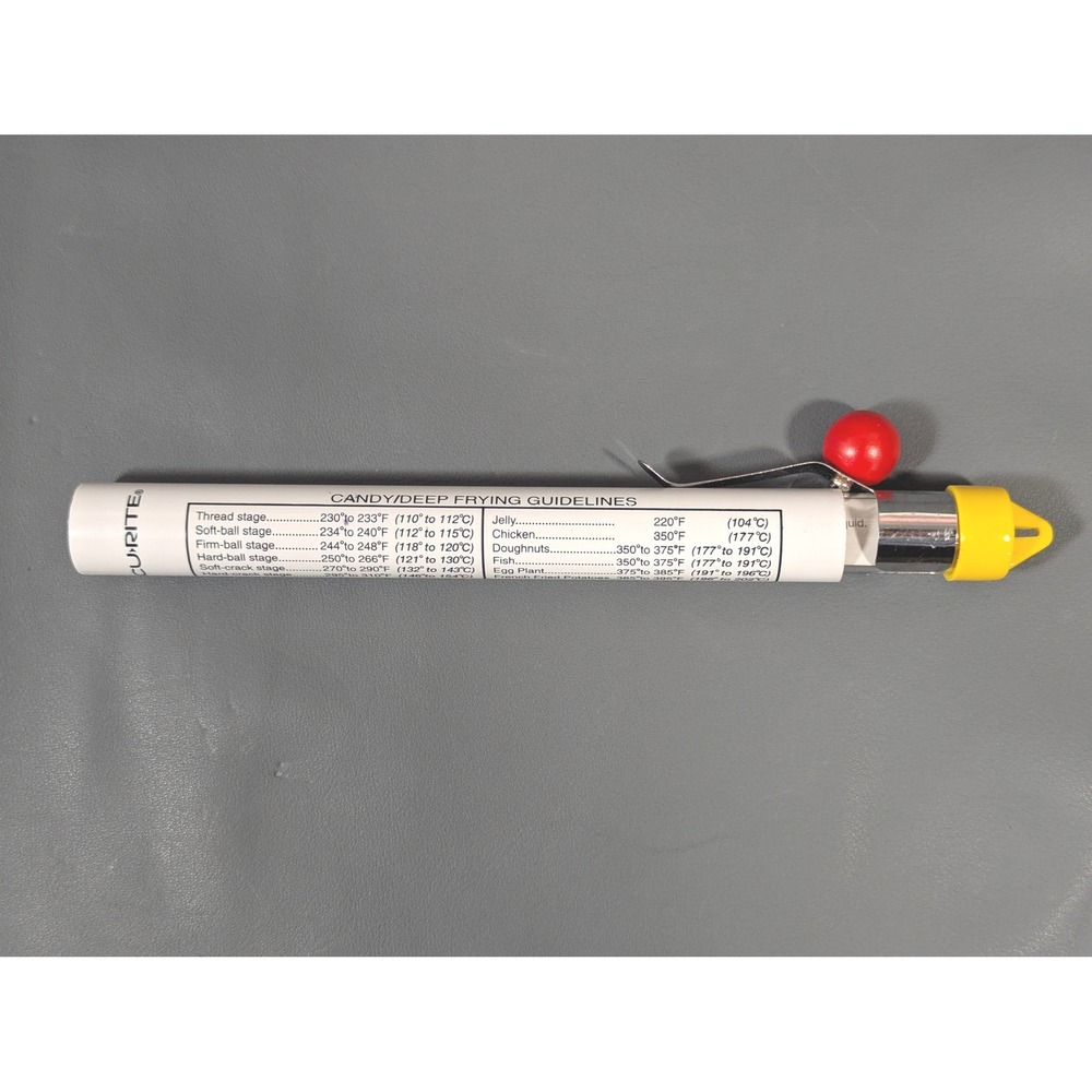 AcuRite Glass Candy and Deep Frying Thermometer with Pan Clip NSF Certified